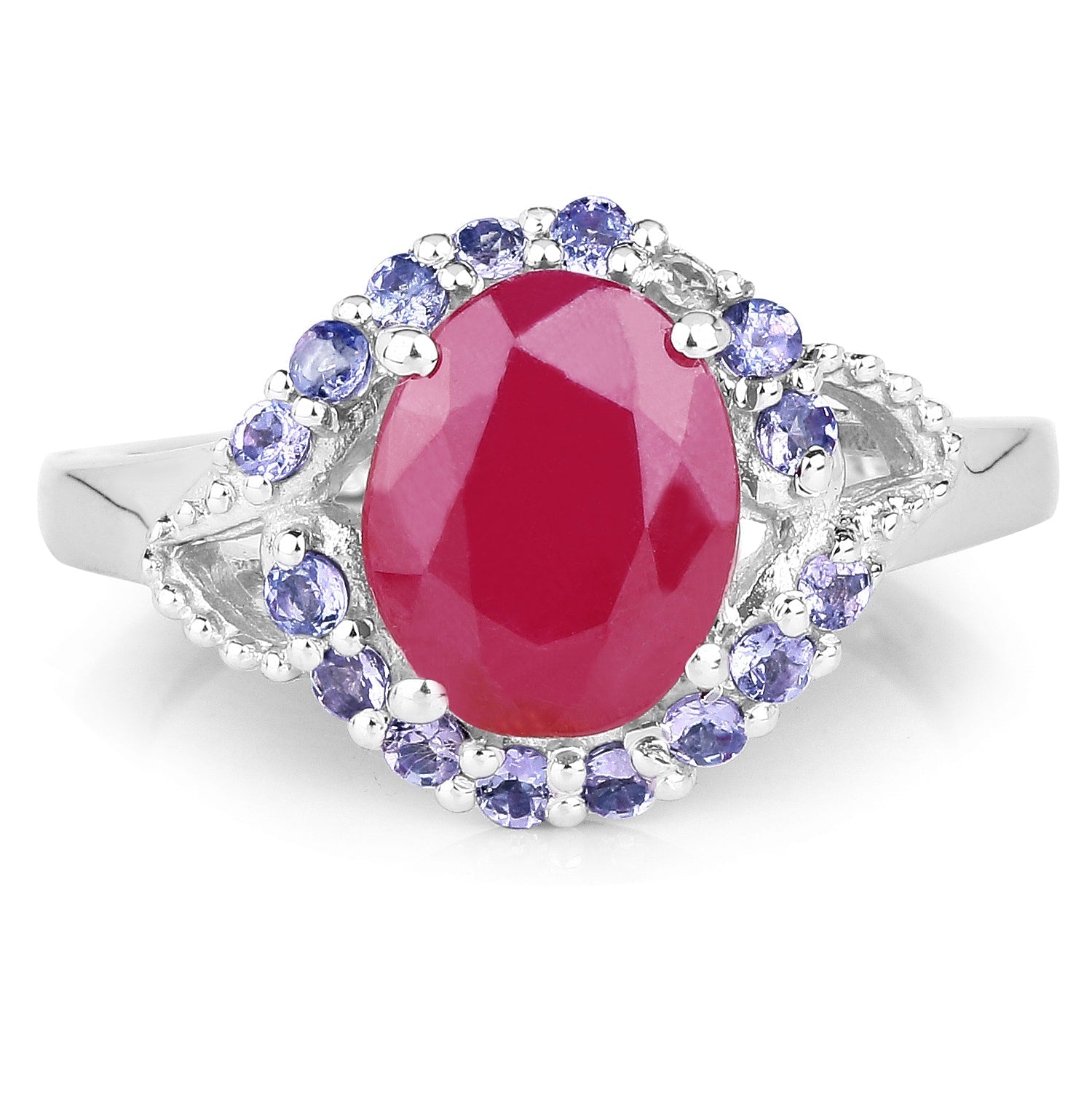 4.03 Carat Genuine Glass Filled Ruby & Tanzanite .925 Sterling Silver Ring Bids.com