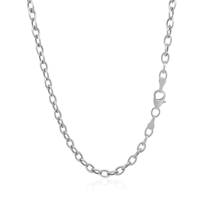 3.5mm 14k White Gold Pendant Chain with Textured Links Bids.com