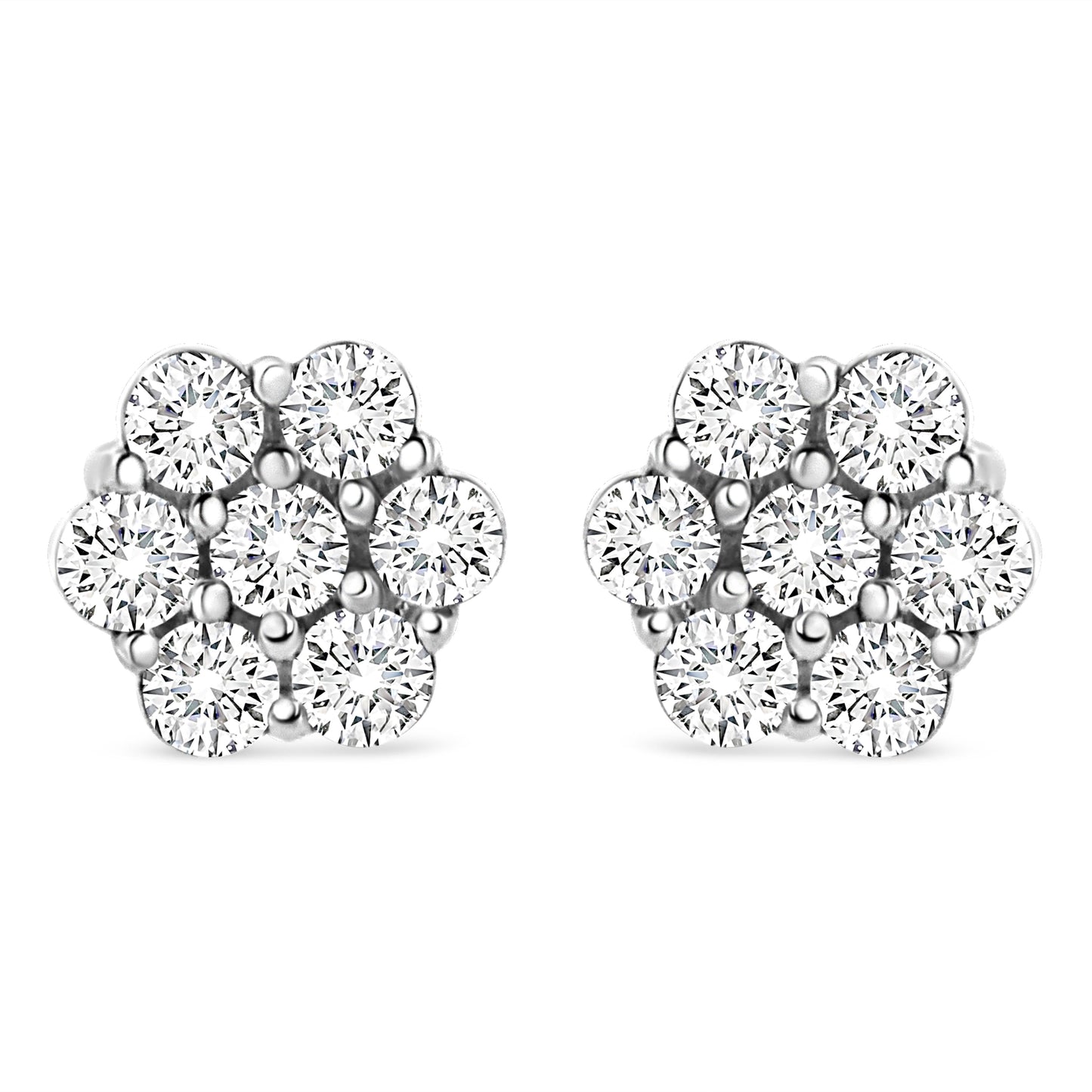 14K White Gold 1/2 cttw Round-Cut Diamond Floral Stud Earrings (I-J Color, SI2-I1 Clarity) Bids.com