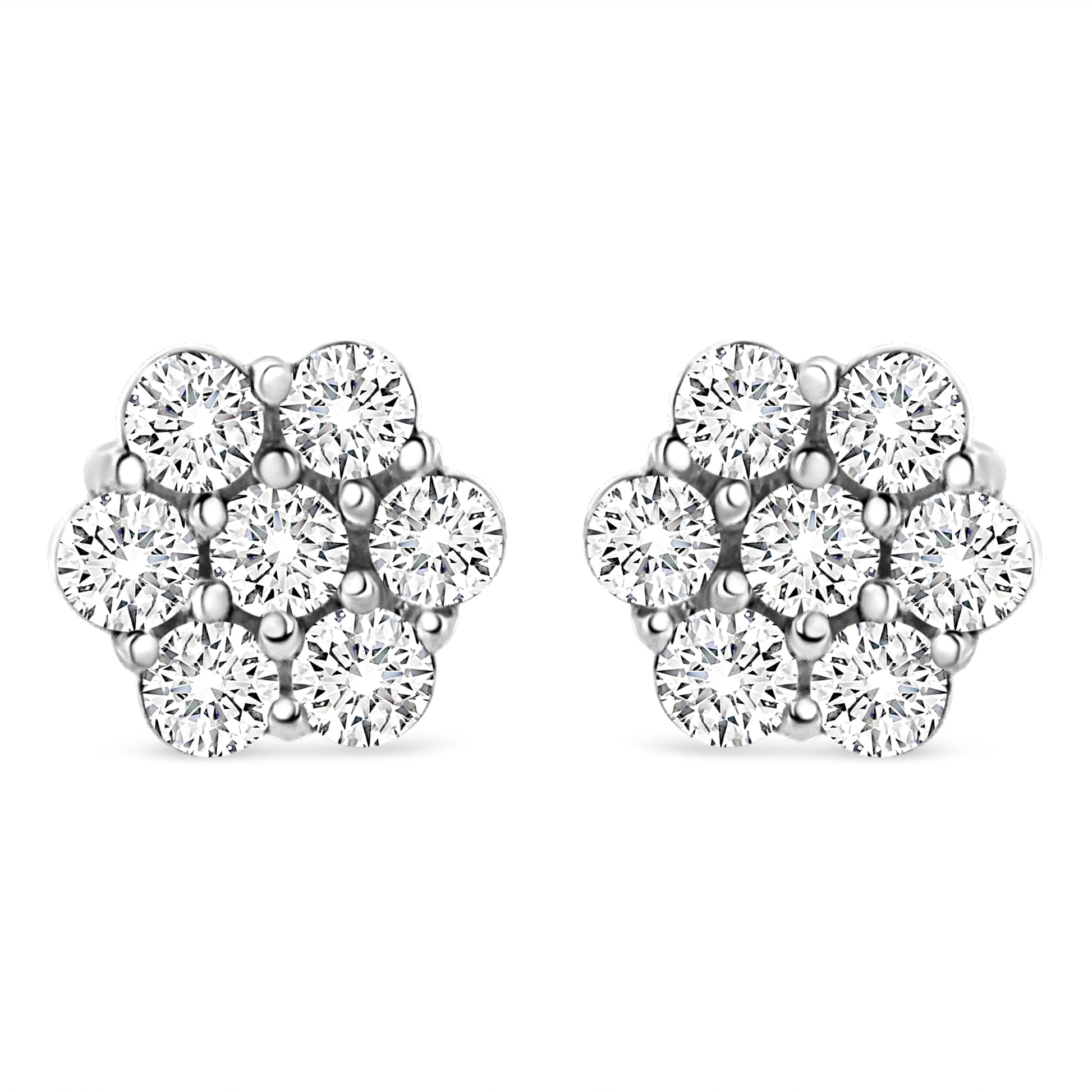 14K White Gold 1/2 cttw Round-Cut Diamond Floral Stud Earrings (I-J Color, SI2-I1 Clarity) Bids.com
