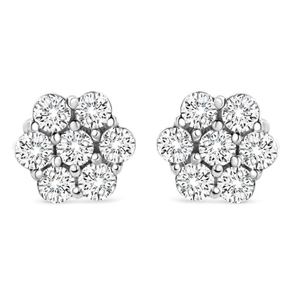 14K White Gold 1/2 cttw Round-Cut Diamond Floral Stud Earrings (I-J Color, SI2-I1 Clarity) Bids.com