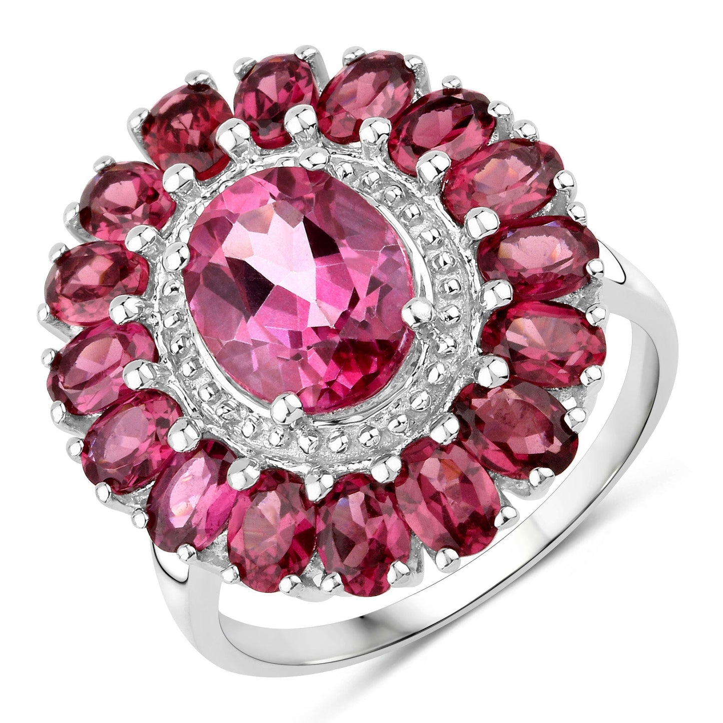 5.460 Carat Genuine Pink Topaz and Rhodolite Garnet .925 Sterling Silver Ring Bids.com