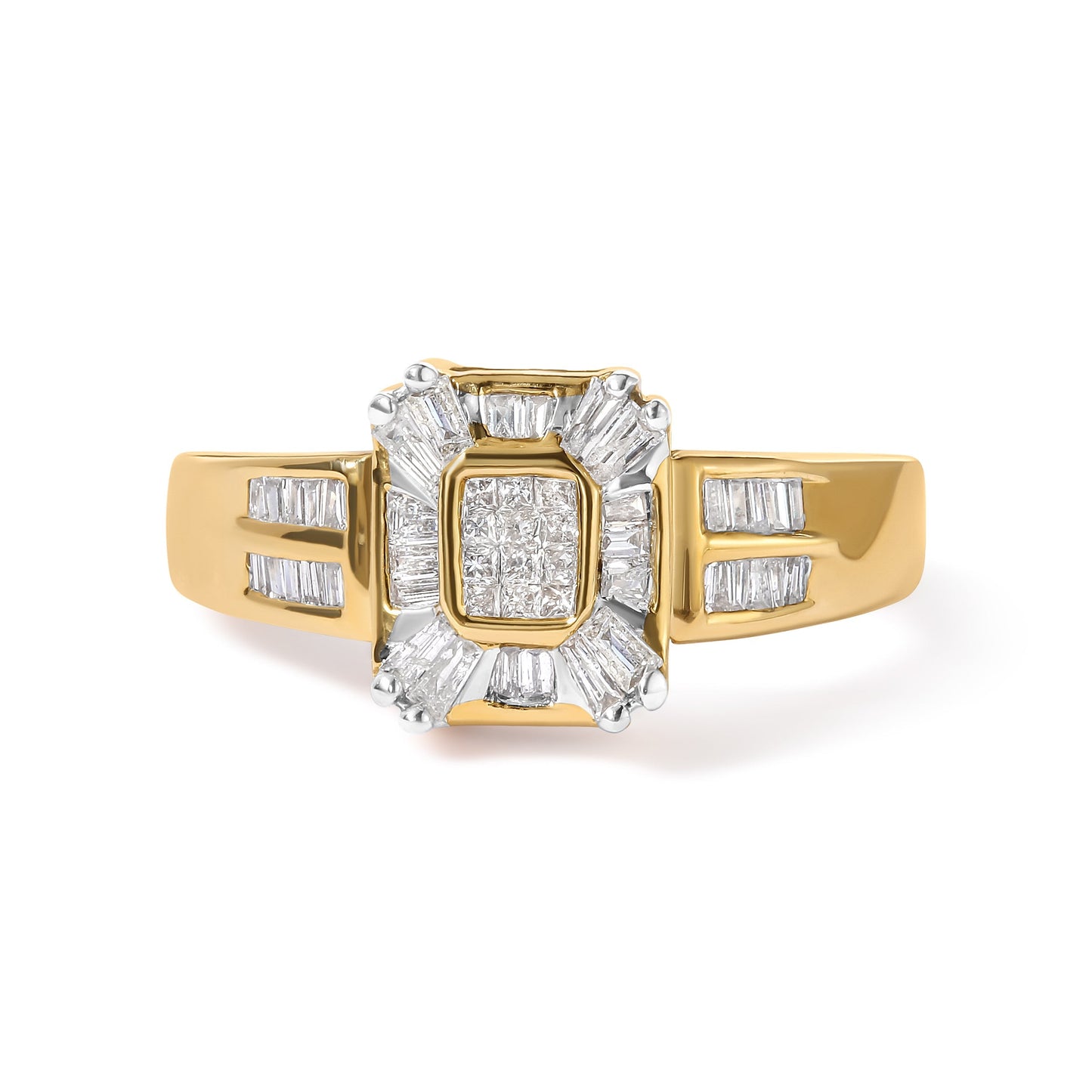 10K Yellow Gold 1/2 Cttw Diamond Composite and Halo Ring (H-I Color, SI1-SI2 Clarity) - Ring Size 7 Bids.com