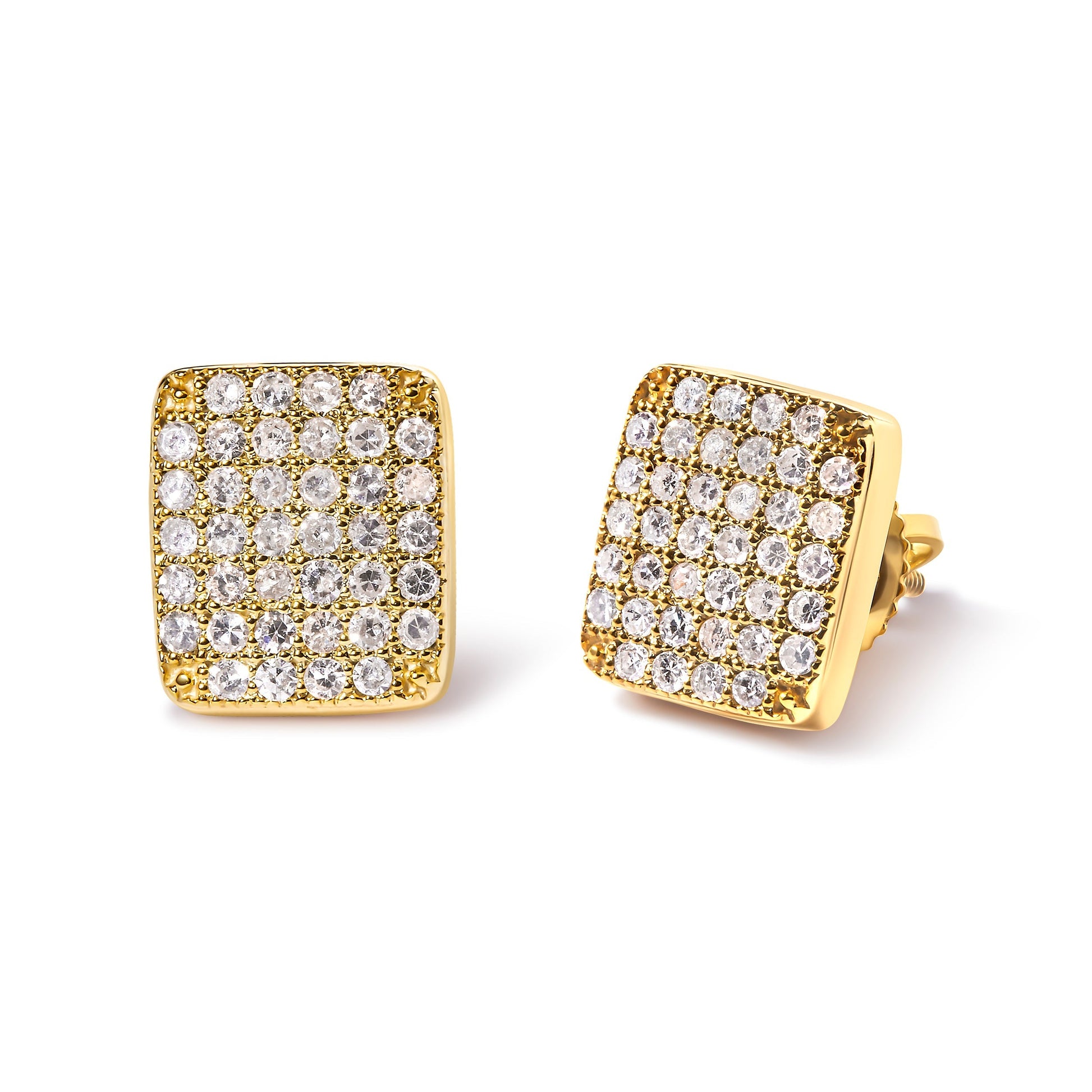 14K Yellow Gold 1/2 Cttw Diamond Square Shaped Composite Cluster Stud  Earrings (I-J Color, I1-I2 Clarity) Bids.com