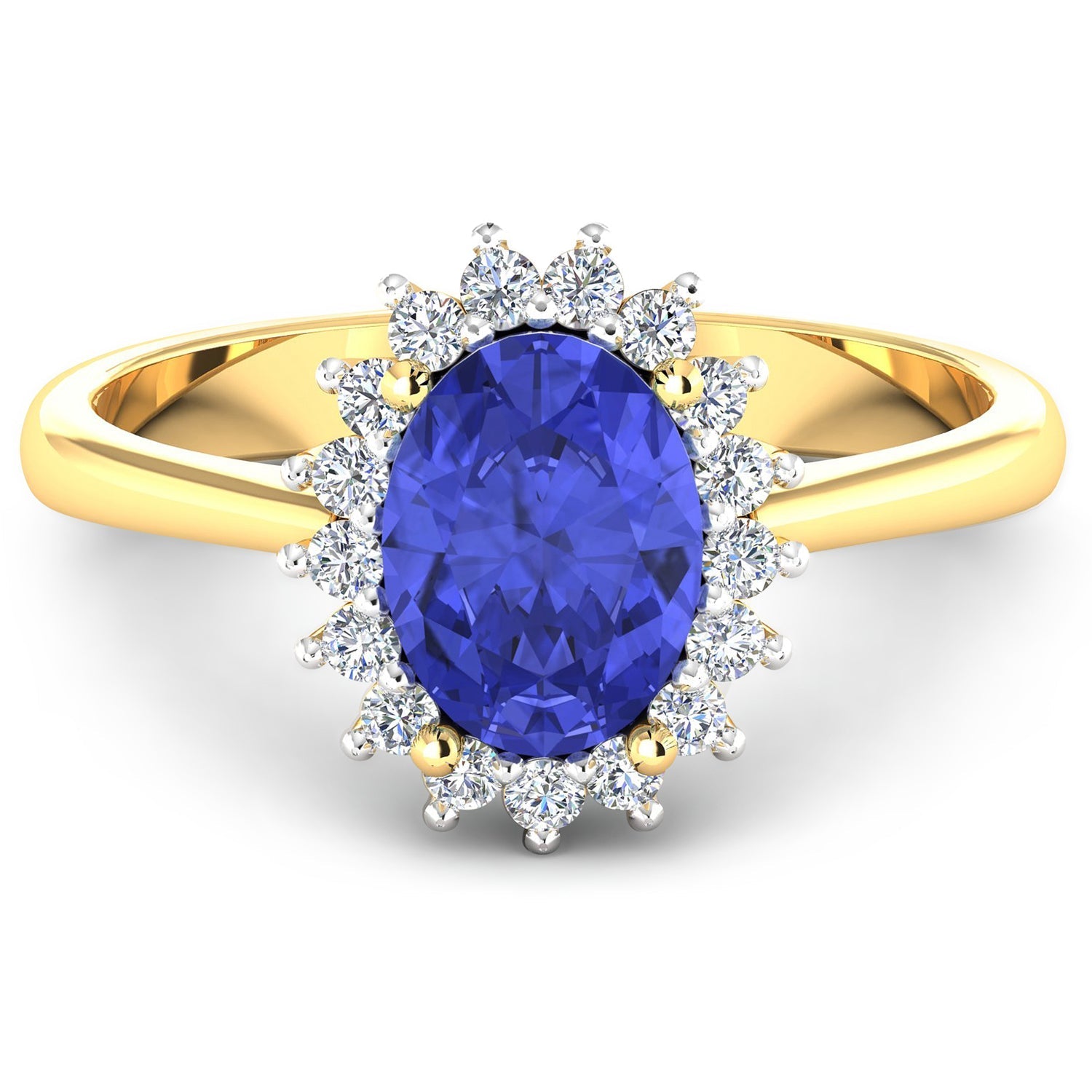 1.92 Carat Genuine Tanzanite and White Diamond 14K Yellow Gold Ring Bids.com
