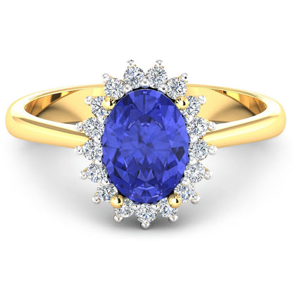 1.92 Carat Genuine Tanzanite and White Diamond 14K Yellow Gold Ring Bids.com