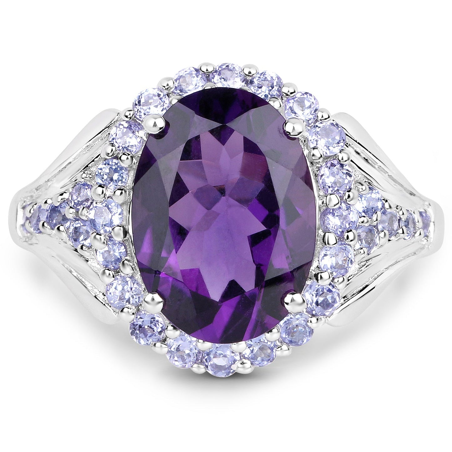 5.90 Carat Genuine Amethyst and Tanzanite .925 Sterling Silver Ring Bids.com