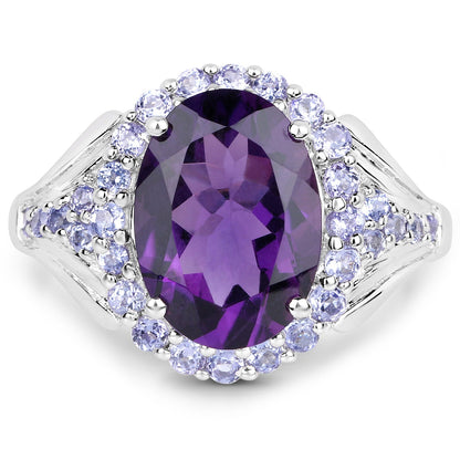 5.90 Carat Genuine Amethyst and Tanzanite .925 Sterling Silver Ring Bids.com