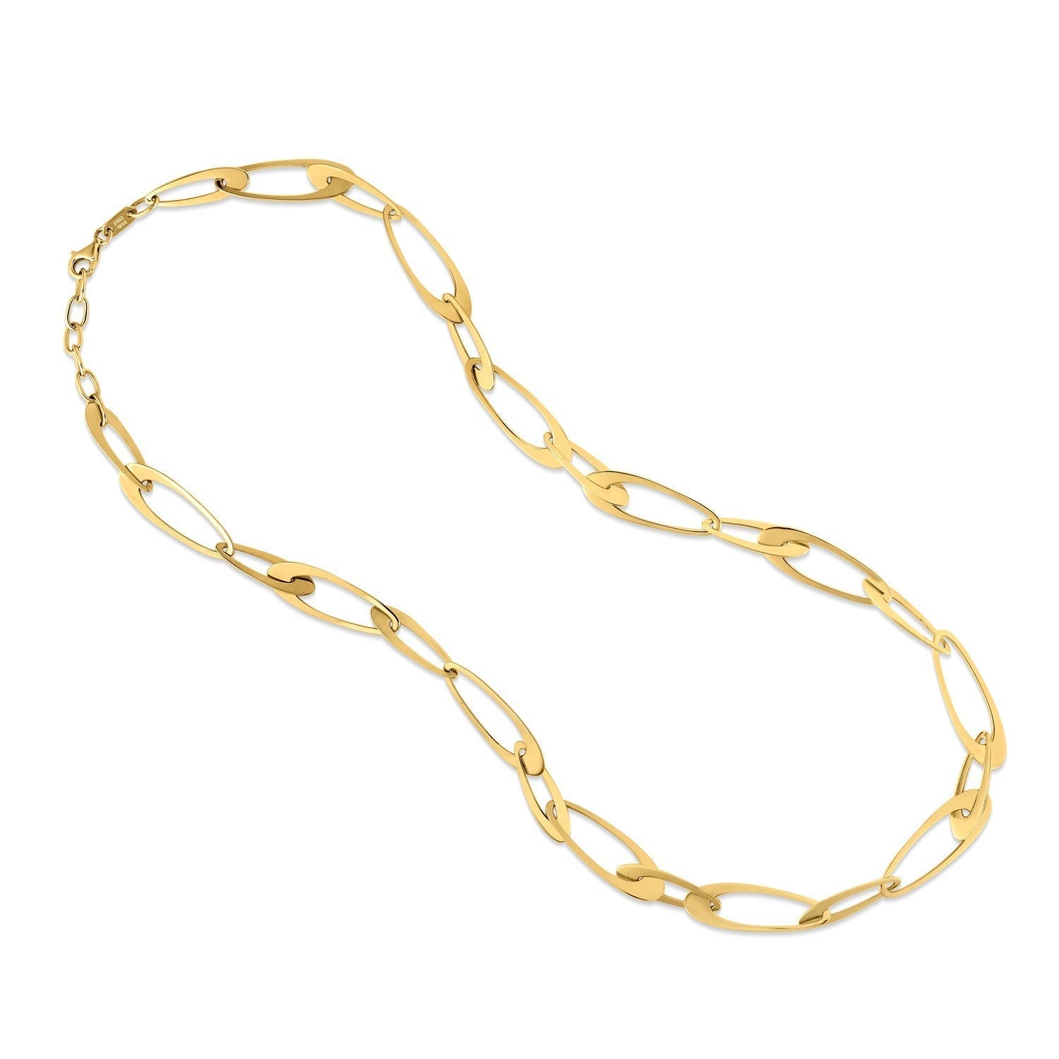 14K Yellow Gold Italian Oval Links Necklace Bids.com