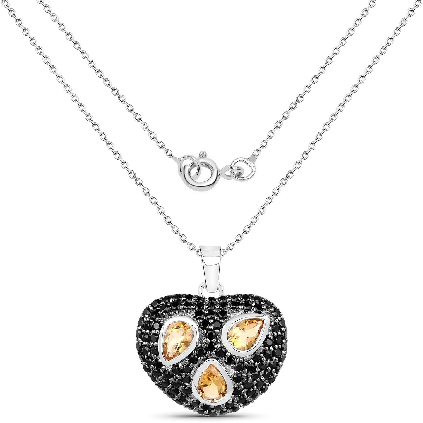 3.19 Carat Genuine Citrine and Black Spinel .925 Sterling Silver Pendant Bids.com