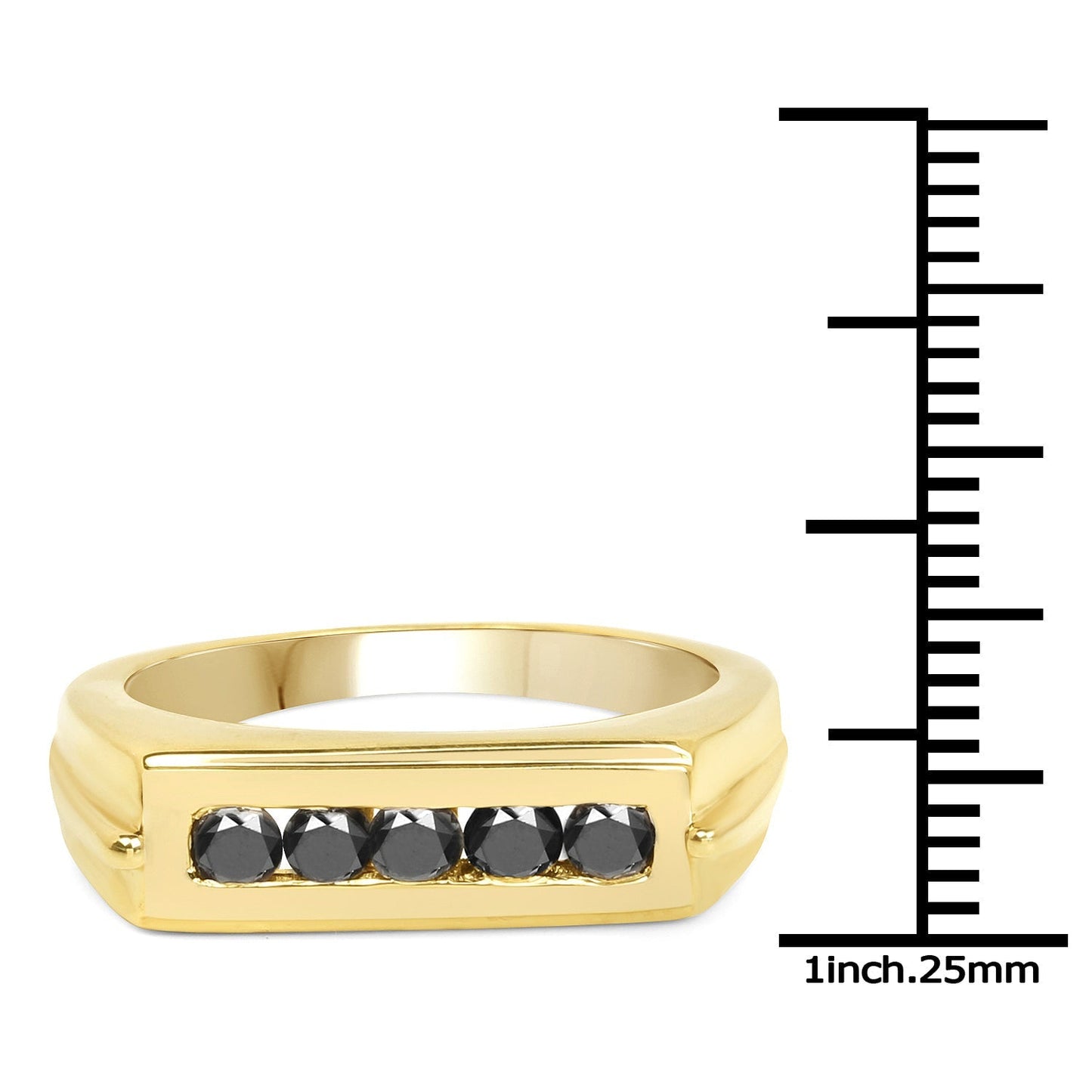 14K Yellow Gold Plated 0.50 Carat Genuine Black Diamond .925 Sterling Silver Ring Bids.com