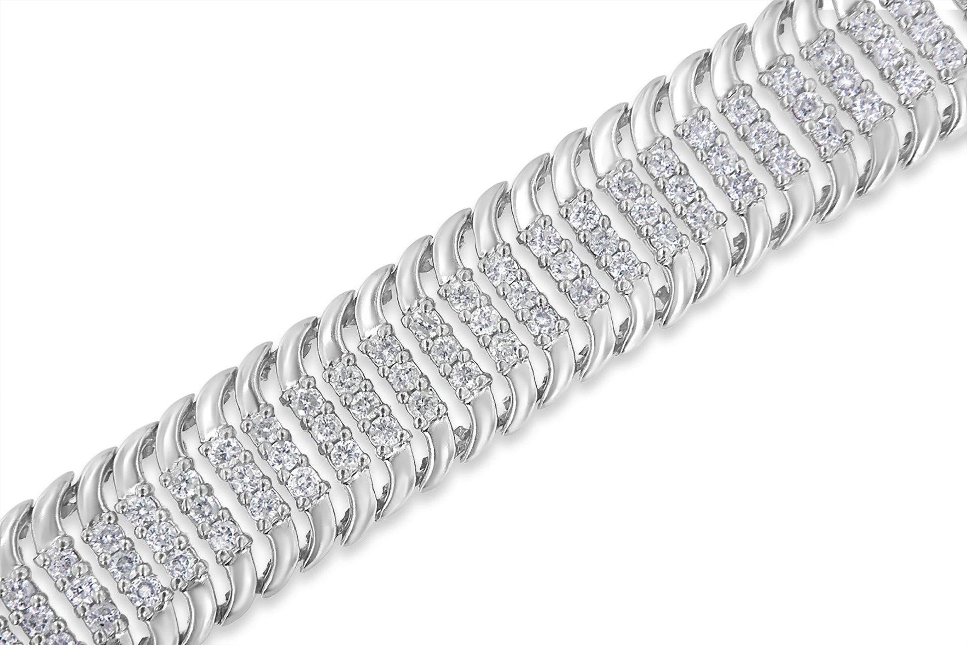 14K White Gold 5.0 Cttw Round Brilliant Cut Diamond 7" S Wave Serpentine Tennis Bracelet (H-I Color, I1-I2 Clarity) Bids.com