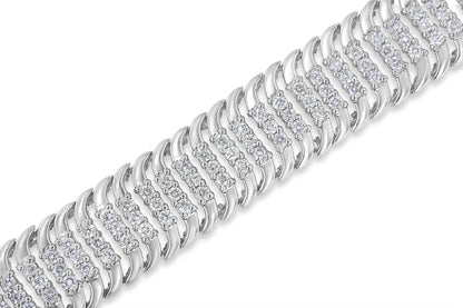 14K White Gold 5.0 Cttw Round Brilliant Cut Diamond 7" S Wave Serpentine Tennis Bracelet (H-I Color, I1-I2 Clarity) Bids.com