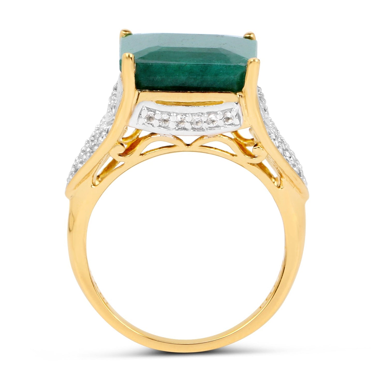 8.70 Carat Dyed Emerald and White Topaz .925 Sterling Silver Ring Bids.com