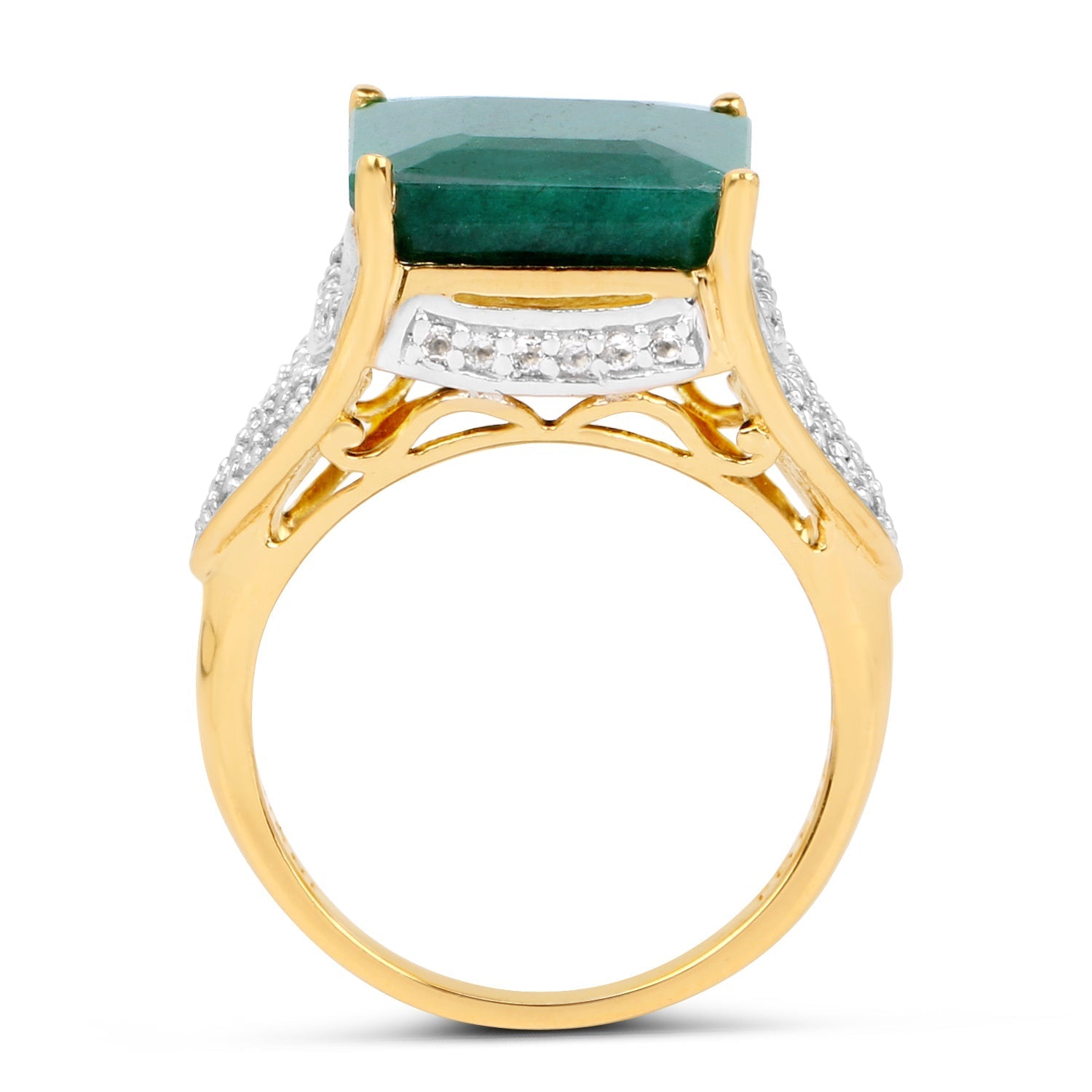 8.70 Carat Dyed Emerald and White Topaz .925 Sterling Silver Ring Bids.com