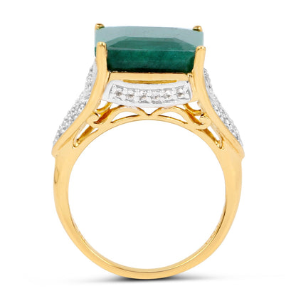 8.70 Carat Dyed Emerald and White Topaz .925 Sterling Silver Ring Bids.com
