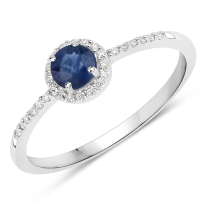 0.38 Carat Genuine Blue Sapphire and White Diamond 14K White Gold Ring Bids.com
