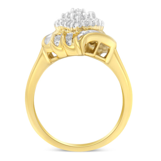 10K Yellow Gold Plated .925 Sterling Silver Diamond Cocktail Ring (3/4 Cttw, I-J Color, I2-I3 Clarity) - Size 6 Bids.com