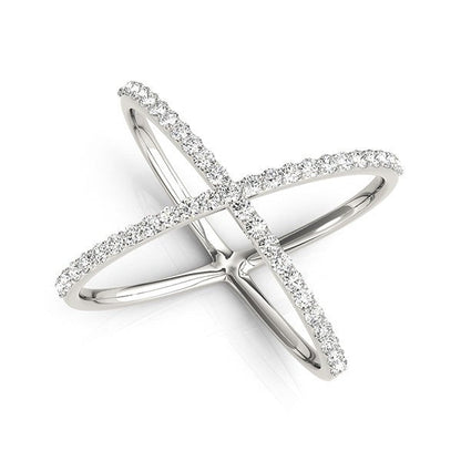 14k White Gold X Style Thin Ring with Diamonds (1/2 cttw) Bids.com