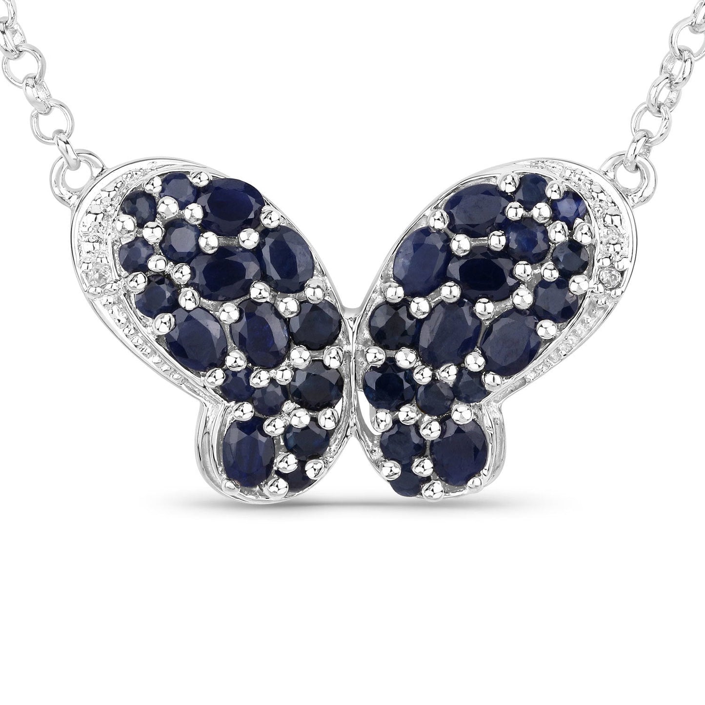 3.83 Carat Genuine Blue Sapphire and White Zircon .925 Sterling Silver Pendant Bids.com