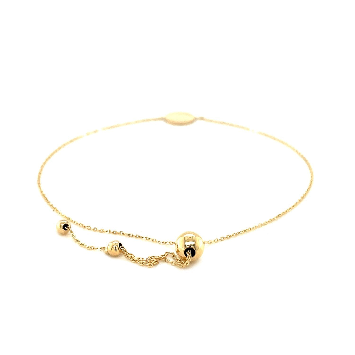 Adjustable Bracelet with Shiny Circle in 14k Yellow Gold Bids.com