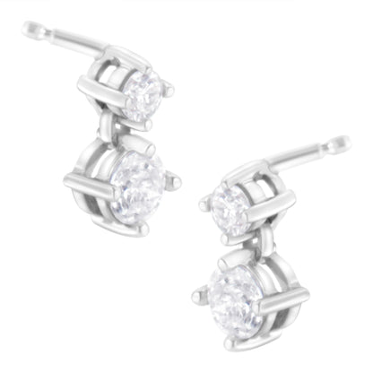 14K White Gold 1 cttw Double Diamond Stud Earrings (H-I Clarity, SI2-I1 Color) Bids.com