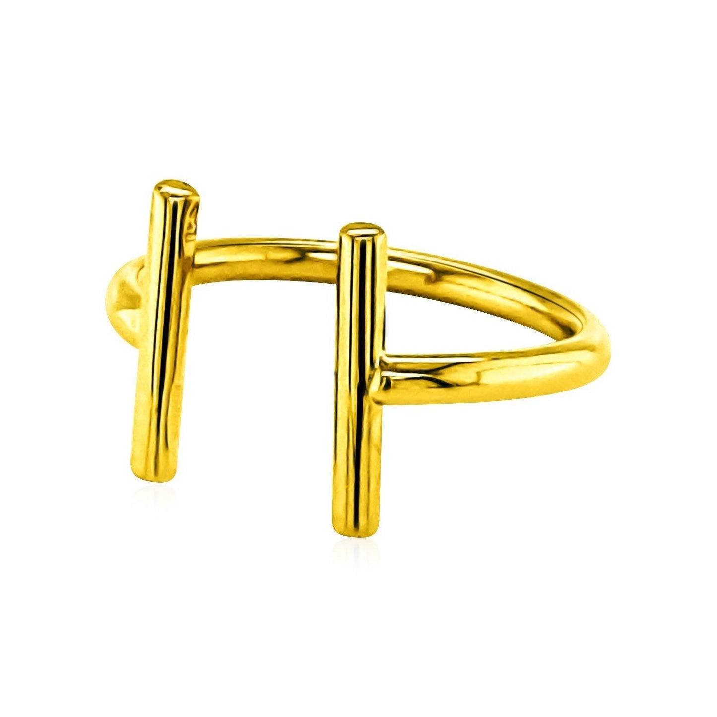 14k Yellow Gold Open Ring with Bars Bids.com