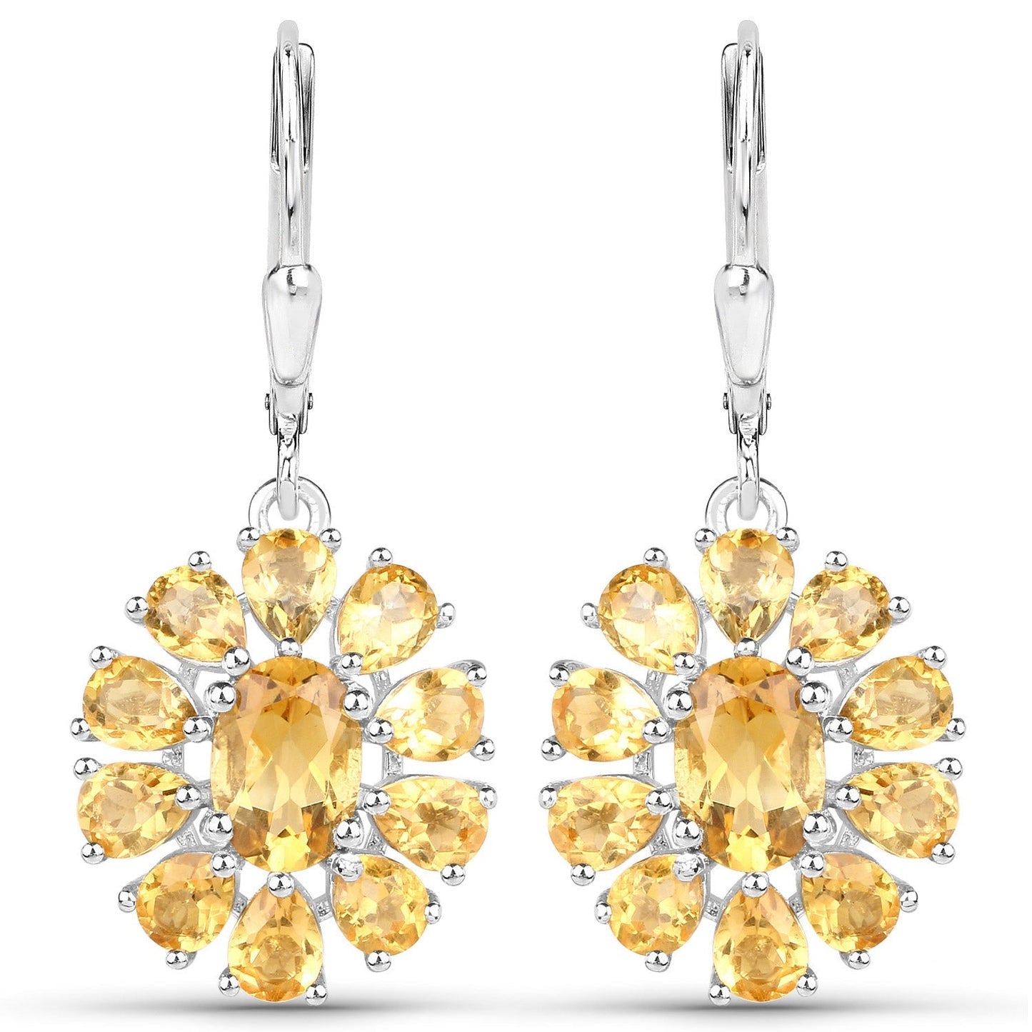 12.24 Carat Genuine Citrine and White Topaz .925 Sterling Silver 3 Piece Jewelry Set (Ring, Earrings, and Pendant w/ Chain) Bids.com