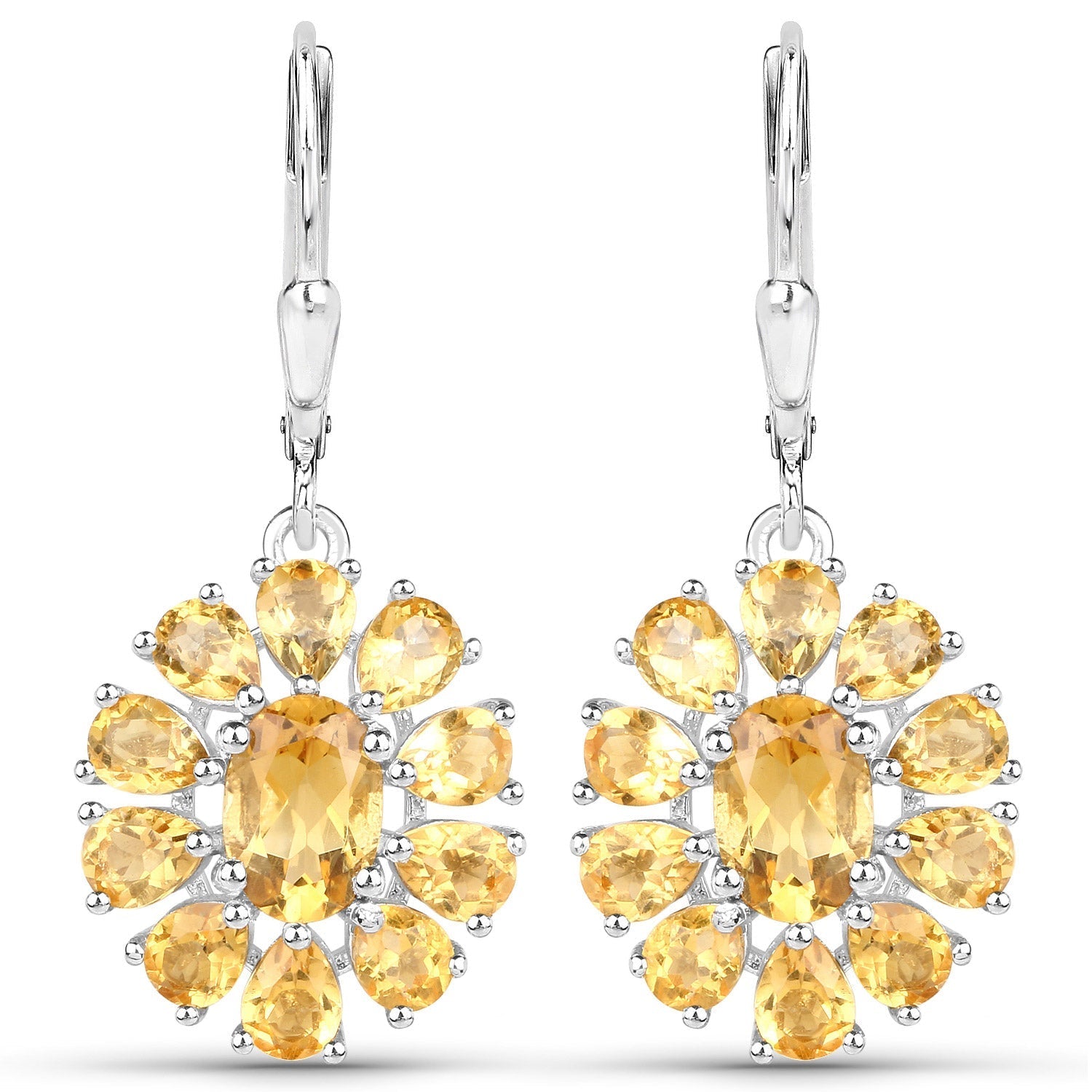 12.24 Carat Genuine Citrine and White Topaz .925 Sterling Silver 3 Piece Jewelry Set (Ring, Earrings, and Pendant w/ Chain) Bids.com