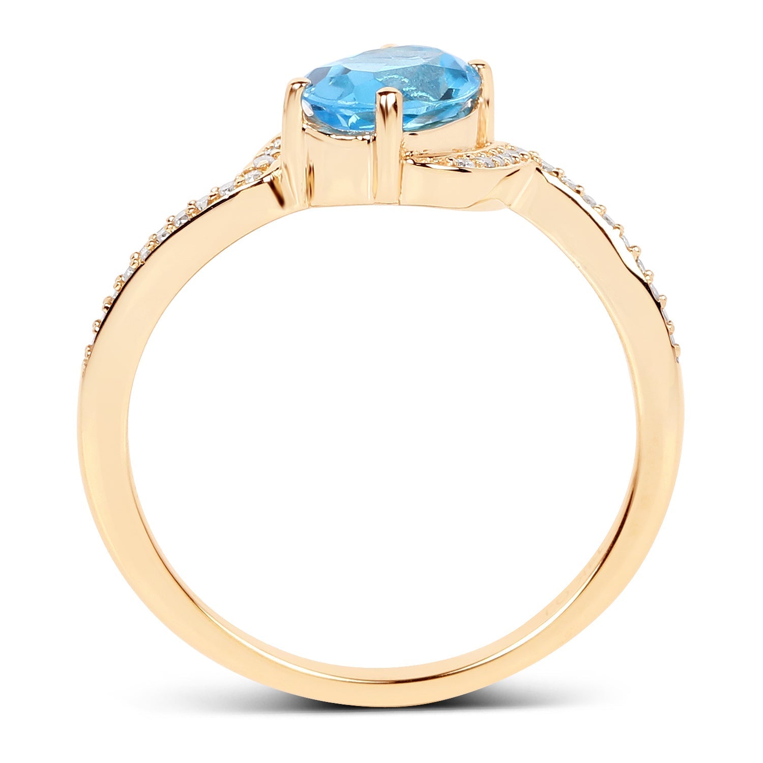 1.04 Carat Genuine Swiss Blue Topaz and White Diamond 14K Yellow Gold Ring Bids.com