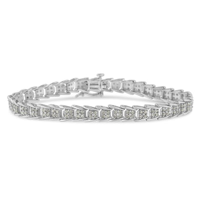 10k White Gold 2 cttw Diamond Fan-Shaped Link Tennis Bracelet (I-J Clarity, I3 Color) - Size 7.25" Bids.com