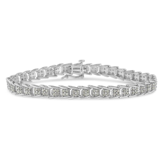 10k White Gold 2 cttw Diamond Fan-Shaped Link Tennis Bracelet (I-J Clarity, I3 Color) - Size 7.25" Bids.com