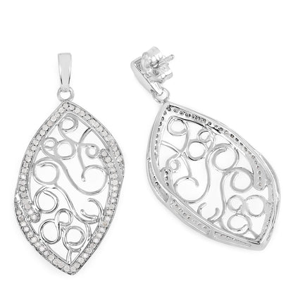 0.73 Carat Genuine White Diamond .925 Sterling Silver Earrings Bids.com
