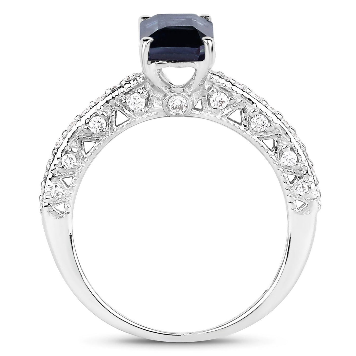 1.55 Carat Genuine Blue Sapphire and White Diamond 14K White Gold Ring (I Color, SI Clarity) Bids.com