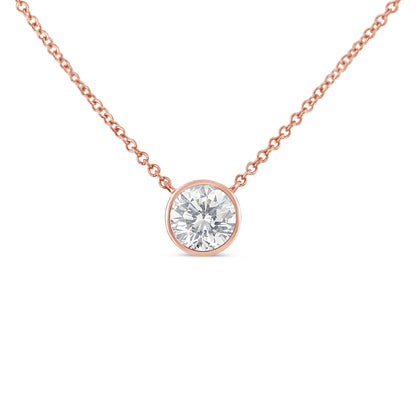 10K White Gold 1/10 Carat Round Brilliant-Cut Diamond Modern Bezel-Set Solitaire 16"-18" Pendant Necklace (H-I Color, SI2-I1 Clarity) Bids.com