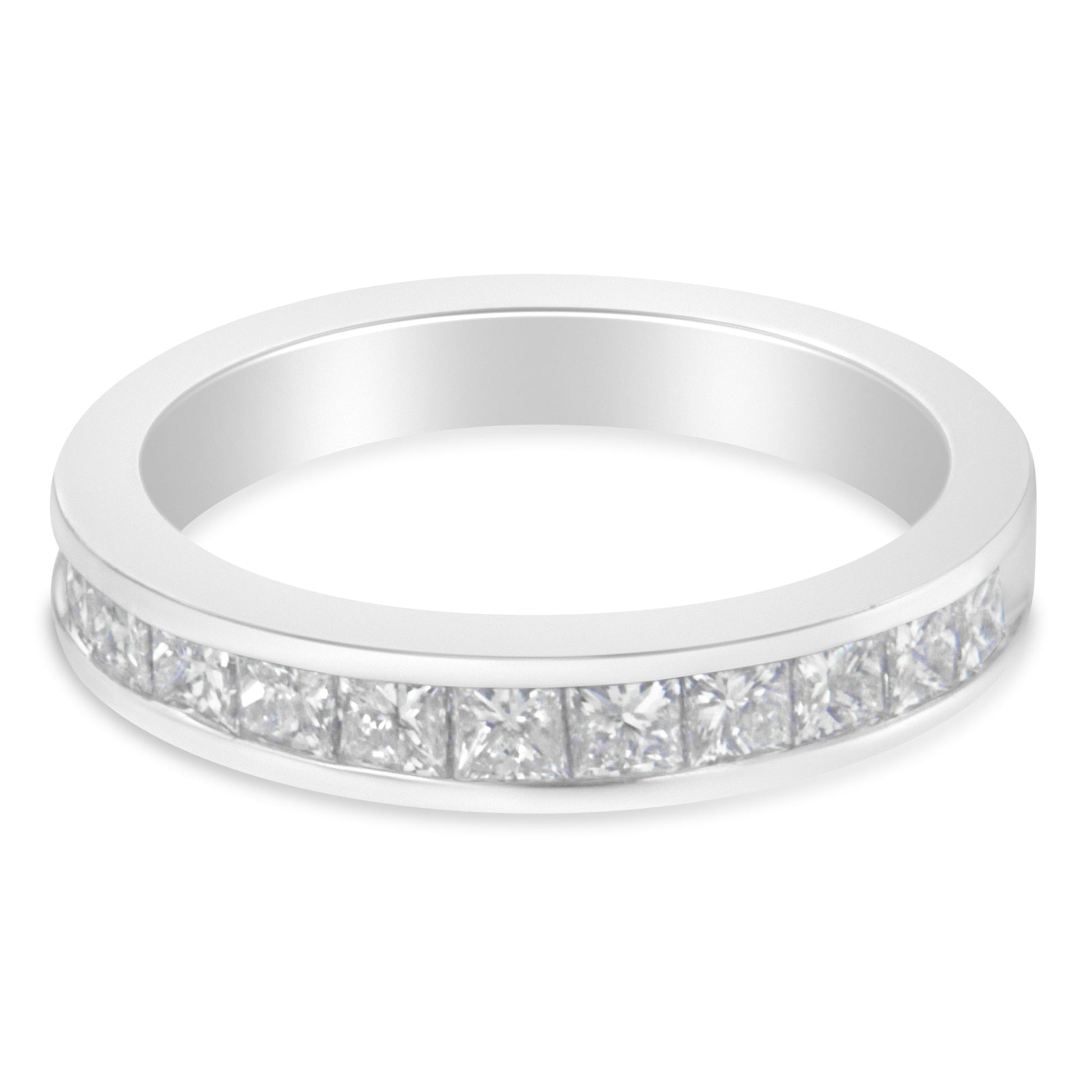 Women's 18K White Gold Princess Cut Diamond Band Ring (1 Cttw, G-H Color, SI1-SI2 Clarity) - Size 6 Bids.com