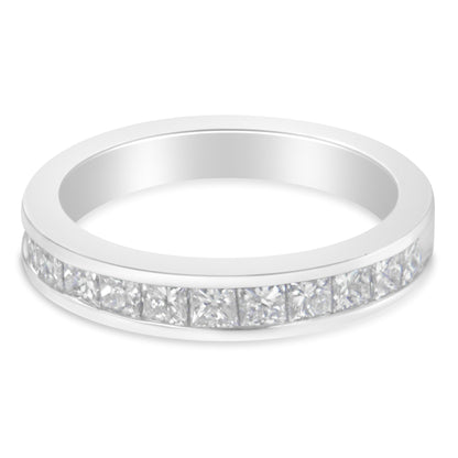 Women's 18K White Gold Princess Cut Diamond Band Ring (1 Cttw, G-H Color, SI1-SI2 Clarity) - Size 6 Bids.com