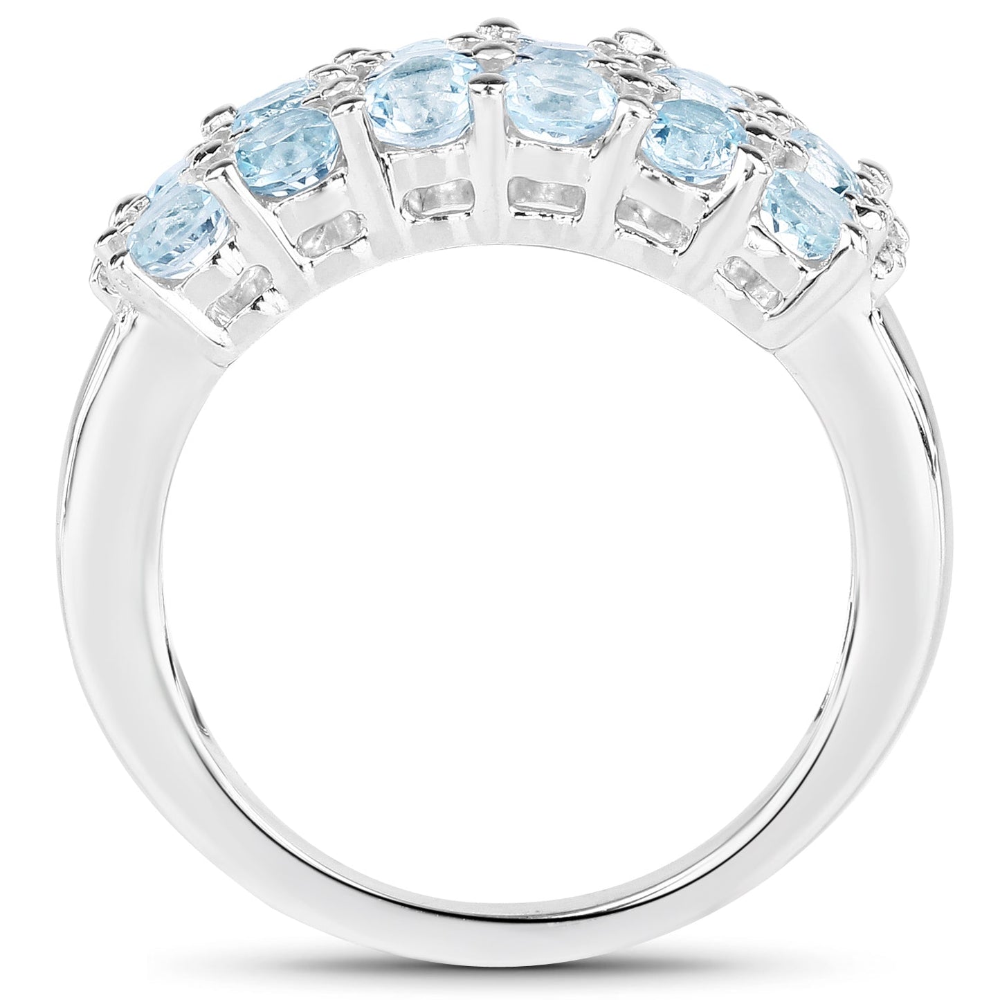 2.29 Carat Genuine Blue Topaz & White Topaz .925 Sterling Silver Ring Bids.com