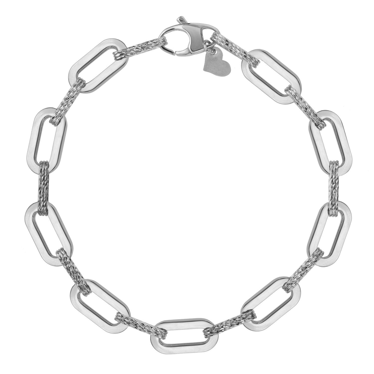 14k White Gold Diamante Paperclip Chain Bracelet (7.00 mm) Bids.com