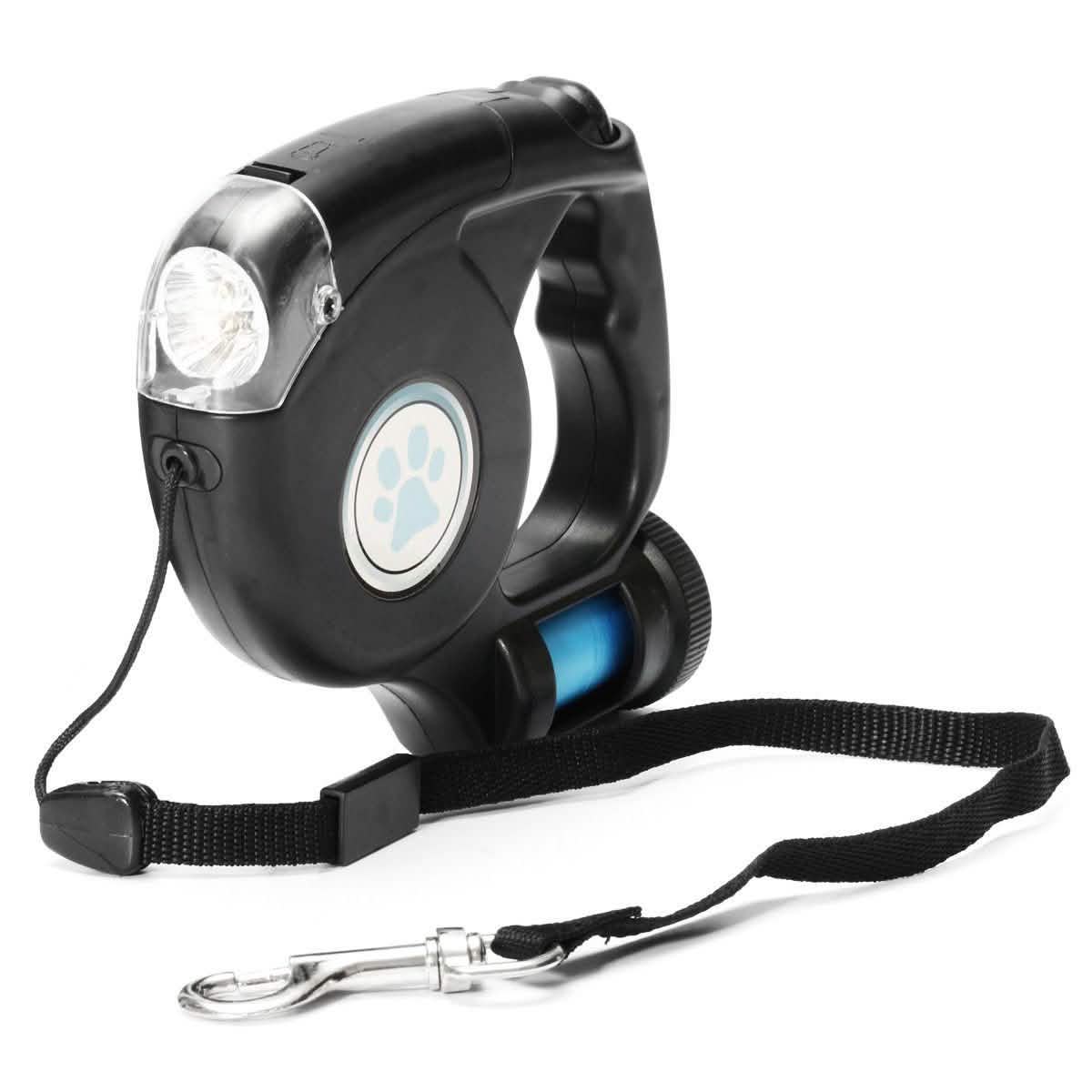 4.5M LED Flashlight Extendable Retractable Pet Dog Leash Lead with Garbage Bag DailySale
