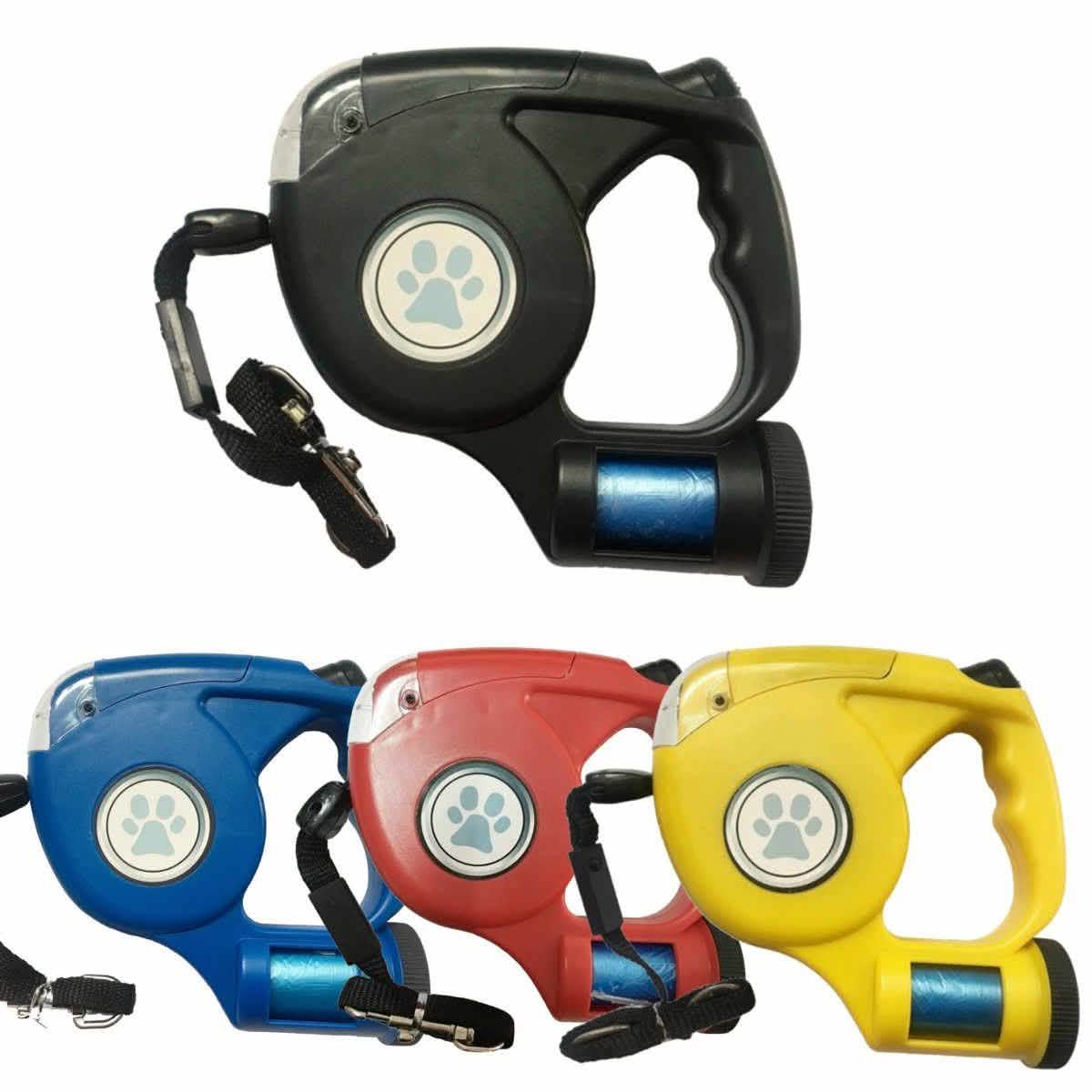 4.5M LED Flashlight Extendable Retractable Pet Dog Leash Lead with Garbage Bag DailySale