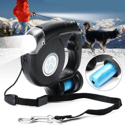 4.5M LED Flashlight Extendable Retractable Pet Dog Leash Lead with Garbage Bag DailySale