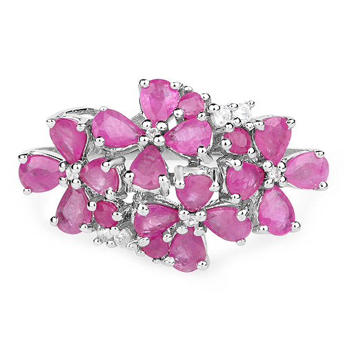 3.51 Carat Genuine Ruby and White Zircon .925 Sterling Silver Ring Bids.com