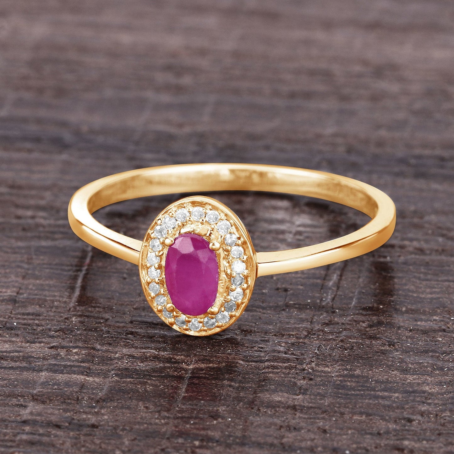 0.33 Carat Genuine Ruby and White Diamond 14K Yellow Gold Ring Bids.com