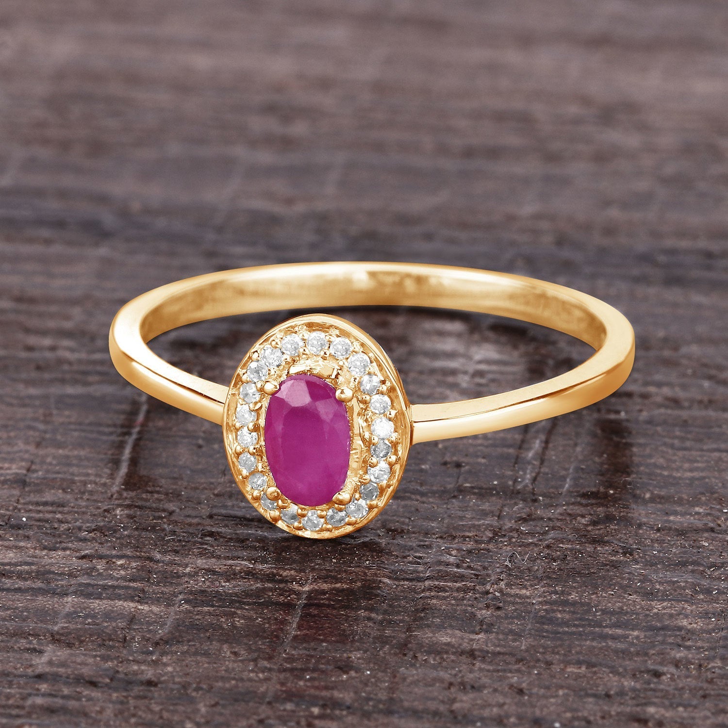 0.33 Carat Genuine Ruby and White Diamond 14K Yellow Gold Ring Bids.com