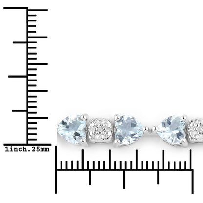 7.36 Carat Genuine Aquamarine and White Diamond .925 Sterling Silver Bracelet Bids.com