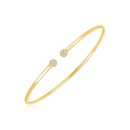 14k Yellow Gold High Polish Diamond Cluster Bangle (2mm) Bids.com