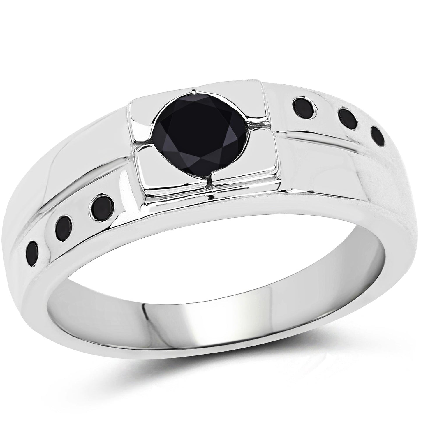 0.56 Carat Genuine Black Diamond .925 Sterling Silver Ring Bids.com