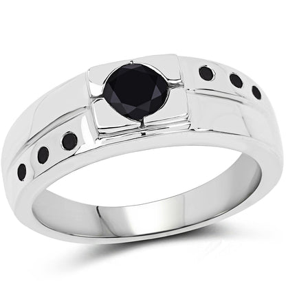 0.56 Carat Genuine Black Diamond .925 Sterling Silver Ring Bids.com