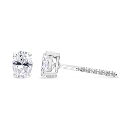 14K White Gold 1.00 Cttw Lab Grown Oval Solitaire Diamond Stud Earrings (F-G Color, VS2-SI1 Clarity) Bids.com